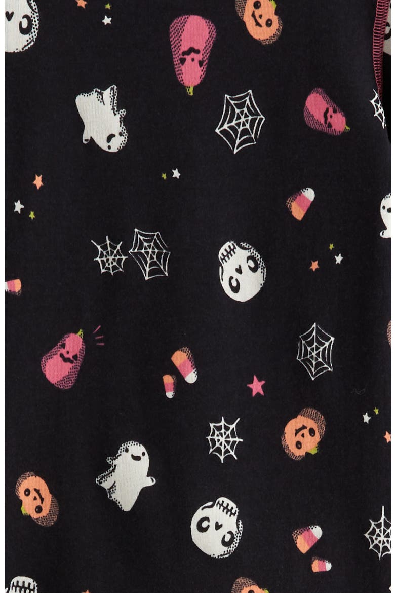 Kids' Glow in the Dark Fitted Two-Piece Pajamas, Alternate, color, BLACK- PINK HAPPY SPOOKS