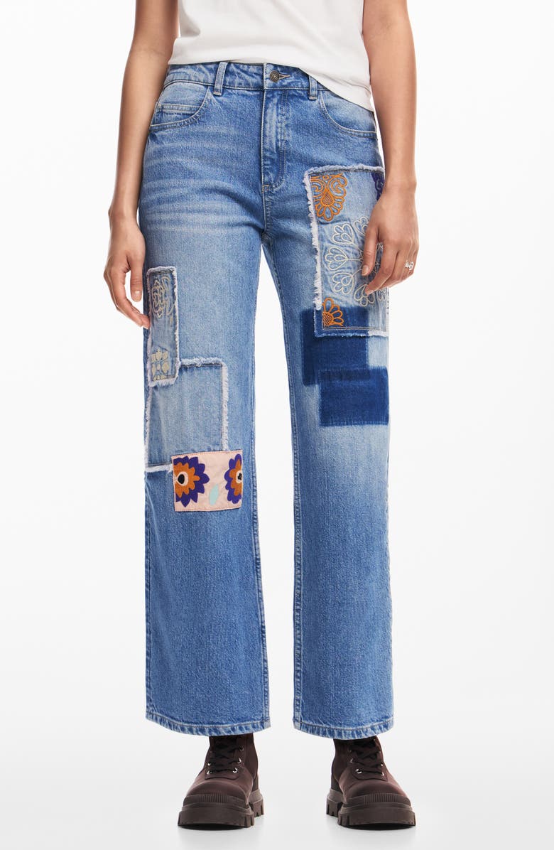 Desigual Mila Straight Leg Jeans, Main, color, Blue
