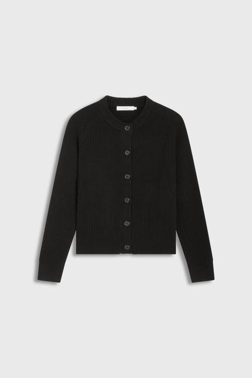 Almina Concept Button Up Wool Cropped Cardigan In Black