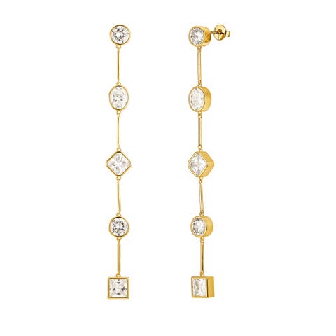 Carmela Bezel Crystal Drop Earrings