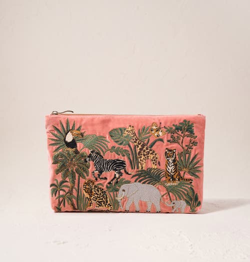 Elizabeth Scarlett World Wildlife Velvet Everyday Pouch In Pink