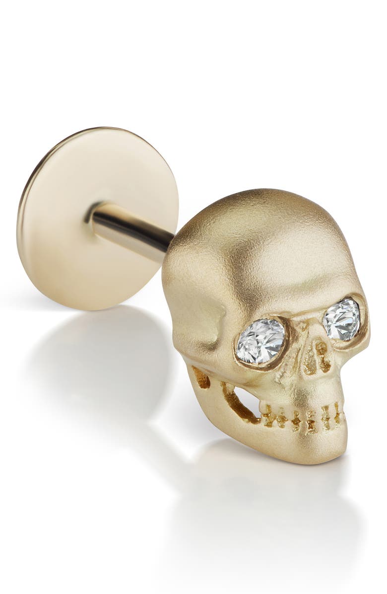 MARIA TASH Matte Skull Threaded Stud Earring with Diamonds, Main, color, 