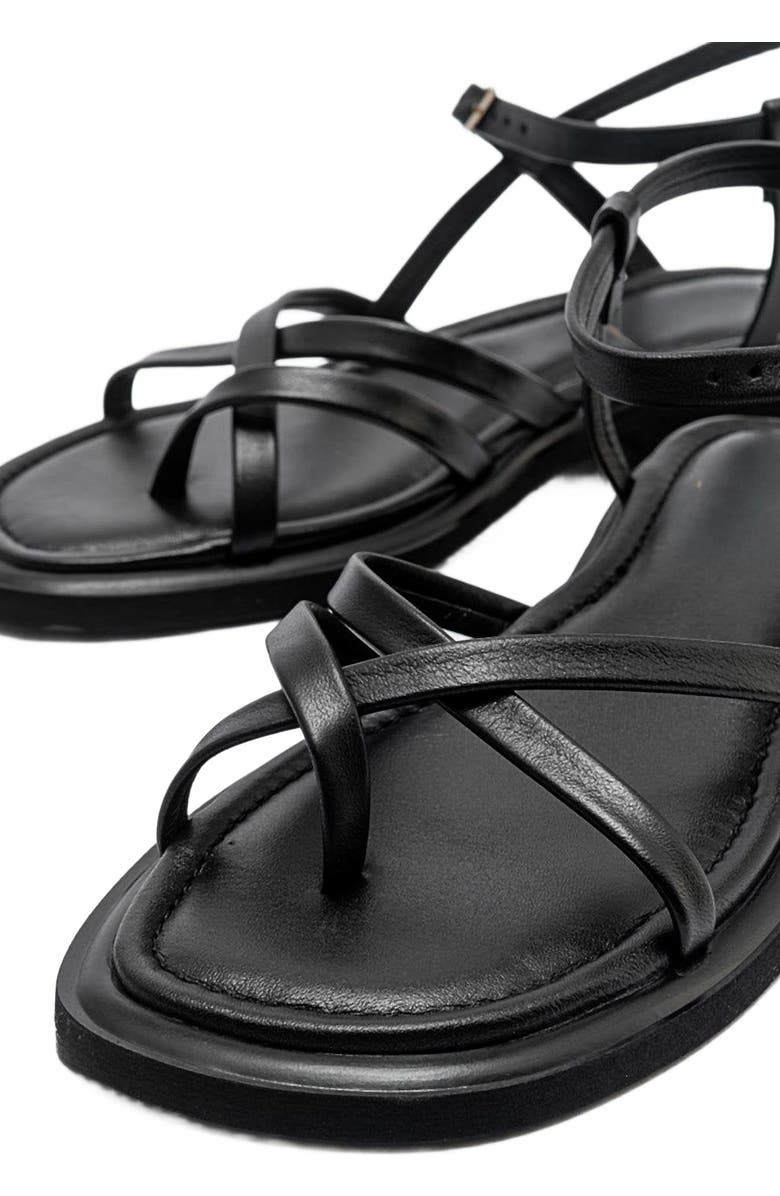 Forever & Always Shoes Antas Strappy Leather Flat Sandals, Alternate, color, Black Leather