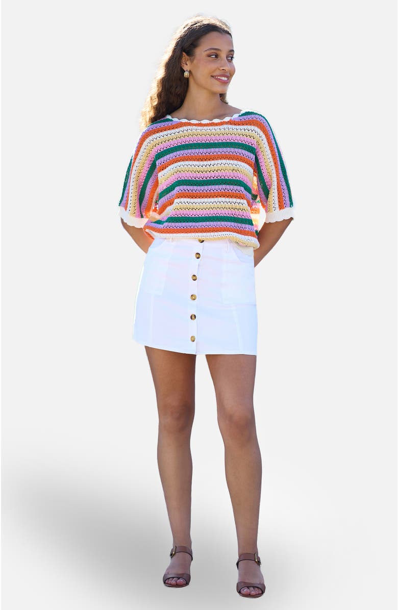 Yumi Batwing Crochet Top, Alternate, color, Multi