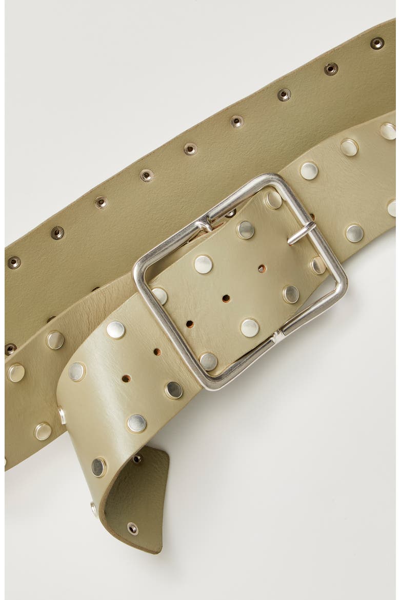 Hex Stud Leather Hip Belt, Alternate, color, GREEN