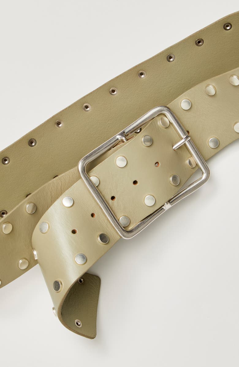 Free People Hex Stud Leather Hip Belt, Alternate, color, Green