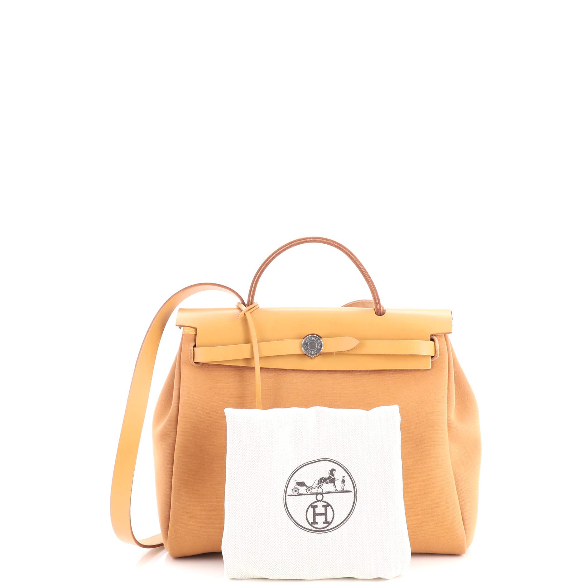 Herbag Zip Verso Leather and Toile 31, Alternate, color, Brown