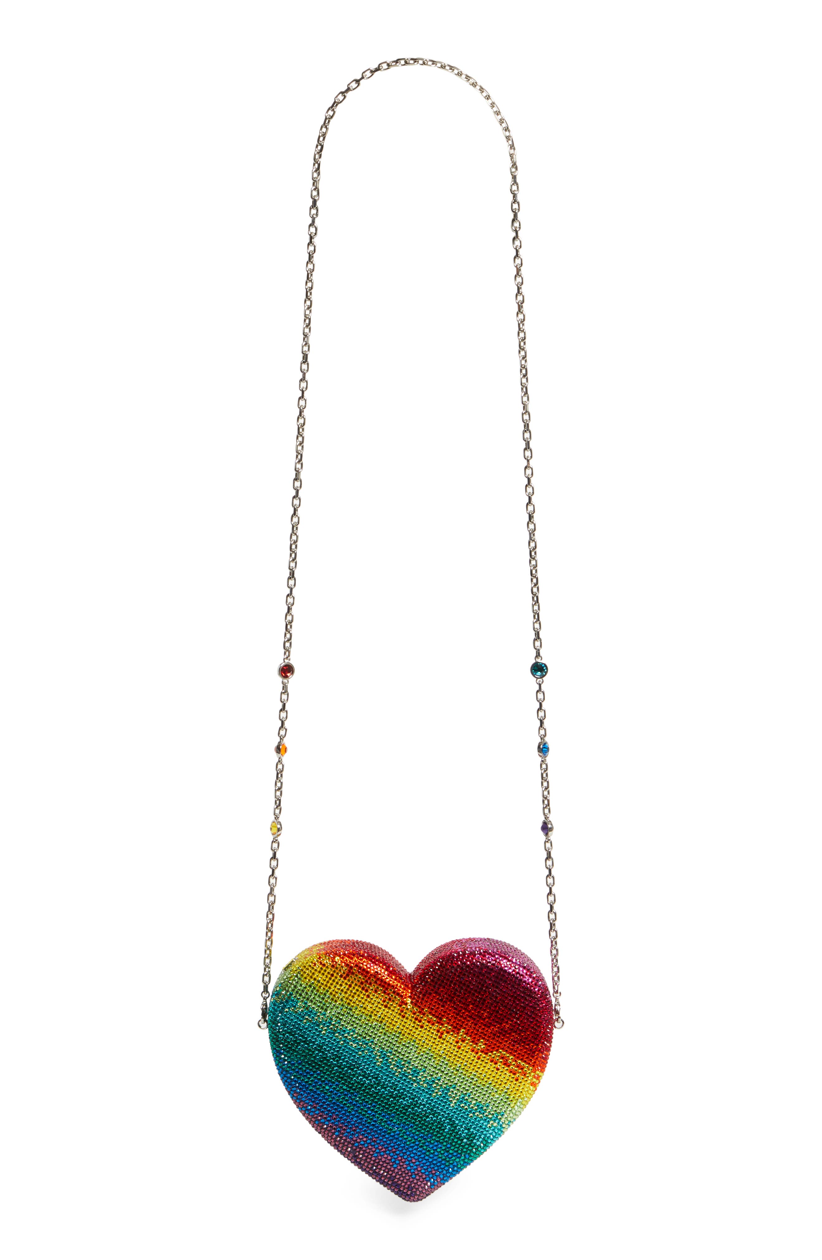 JUDITH LEIBER COUTURE Crystal Rainbow Heart Clutch, Alternate, color, 