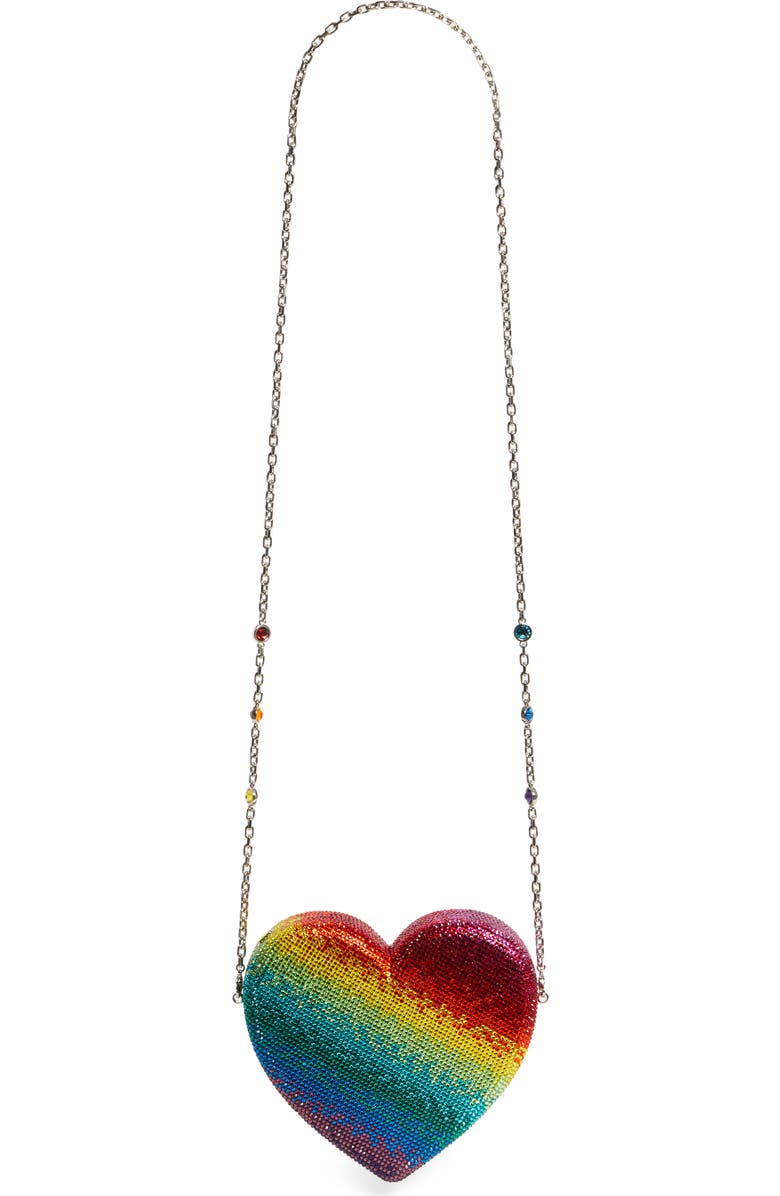 JUDITH LEIBER COUTURE Crystal Rainbow Heart Clutch, Alternate, color,