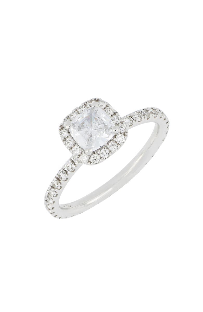 Bony Levy Pavé Diamond Halo Cushion Engagement Ring Setting, Main, color,