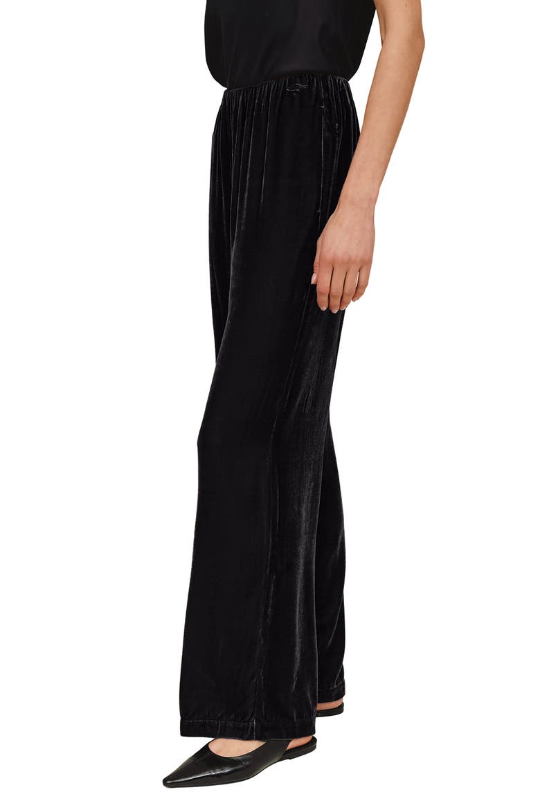 Sleek Clean Wide Leg Velvet Pants, Alternate, color, BLACK