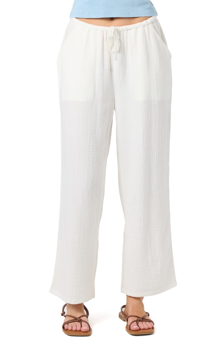 O'Neill Brenda Cotton Gauze Wide Leg Pants, Main, color, White