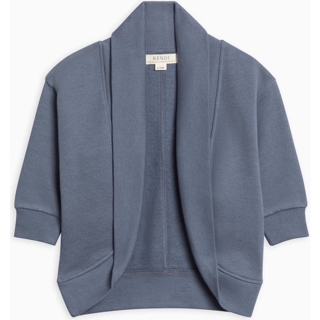 Kendi Finola Fleece Cocoon Cardigan In Blue