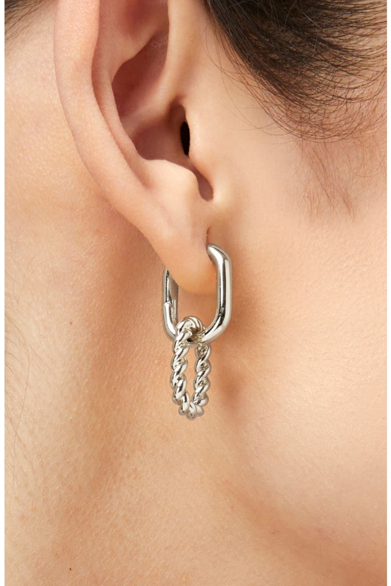 Double Hoop Earrings - Ash Double, Alternate, color, Silver