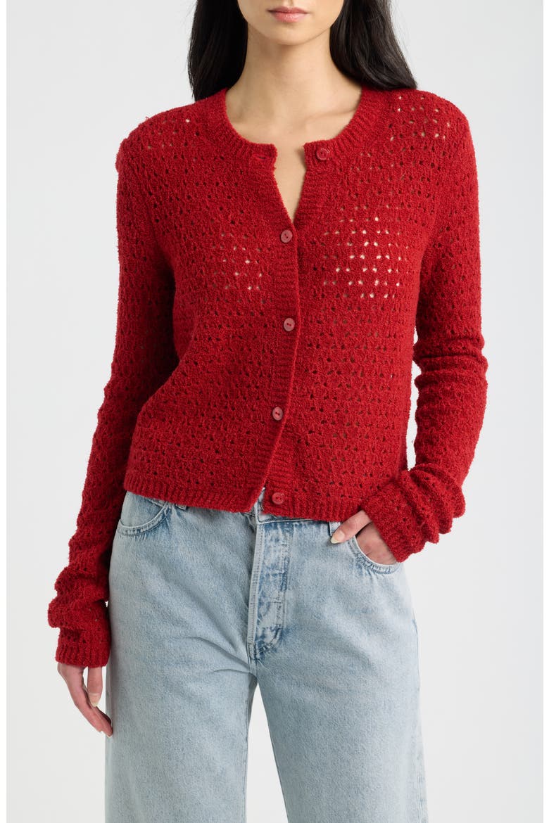 The Chenille Open Stitch Cardigan, Main, color, LIPSTICK