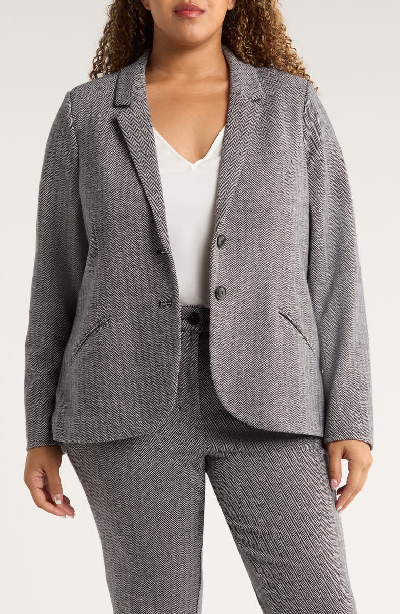 Universal Standard Beas Ponte Blazer, Main, color, Herringbone Tweed