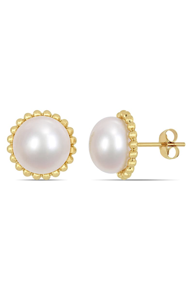 Cultured Pearl Halo Stud Earrings 10k, Main, color, Freshwater Pearl