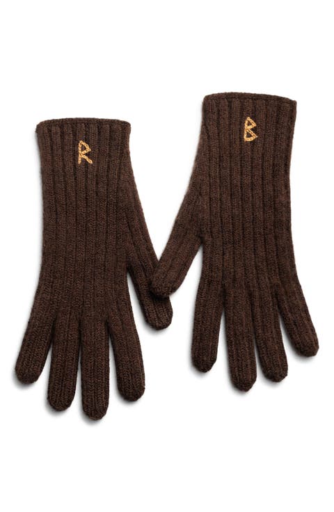 Monogram Embroidered Merino Wool Gloves