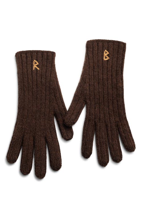 Ruslan Baginskiy Monogram Embroidered Merino Wool Gloves In Brown