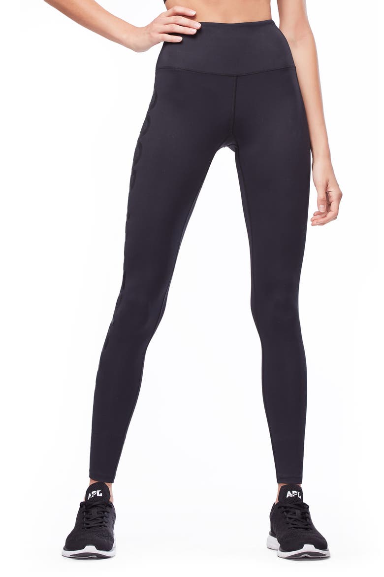 Reflective High Waist Leggings, Main, color, BLACK001