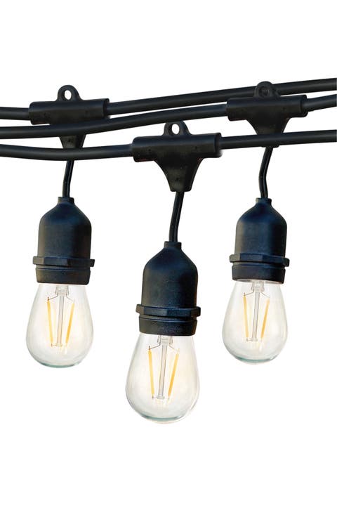 24 ft or 48 ft, Plug‑In Heavy Duty Incandescent Glow Outdoor String Lights, Weatherproof Glass Bulbs