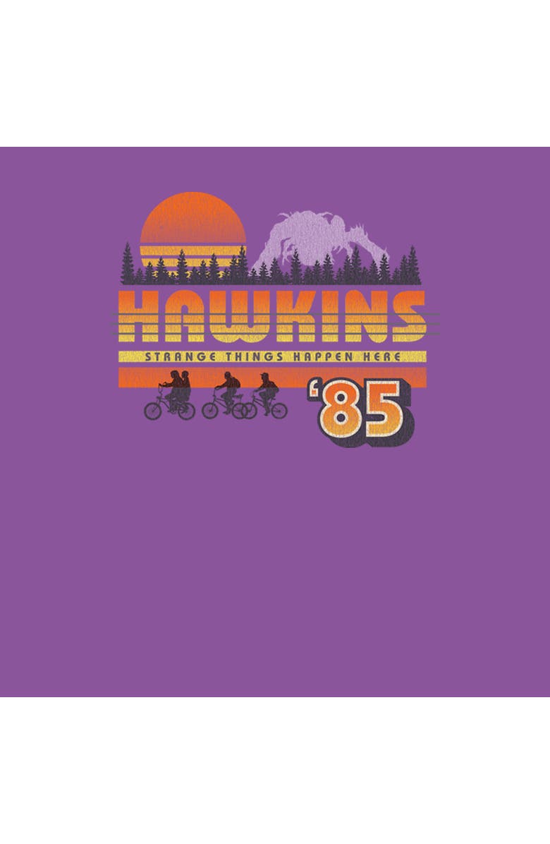 Stranger Things Girl's Stranger Things Retro Hawkins Bikers Graphic T-Shirt, Alternate, color, Purple Berry