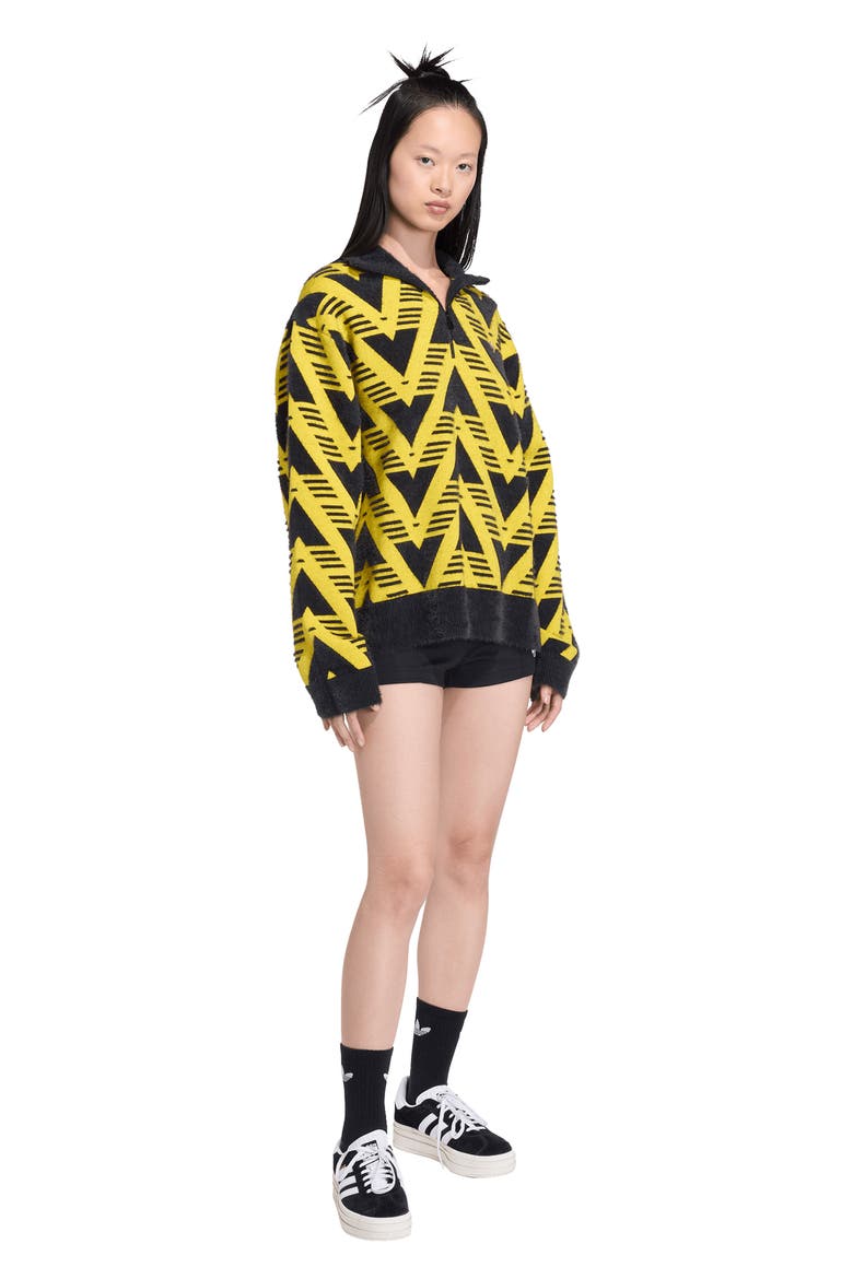 Chevron Knit Half Zip Pullover Sweater, Alternate, color, MEDIUM YELLOW