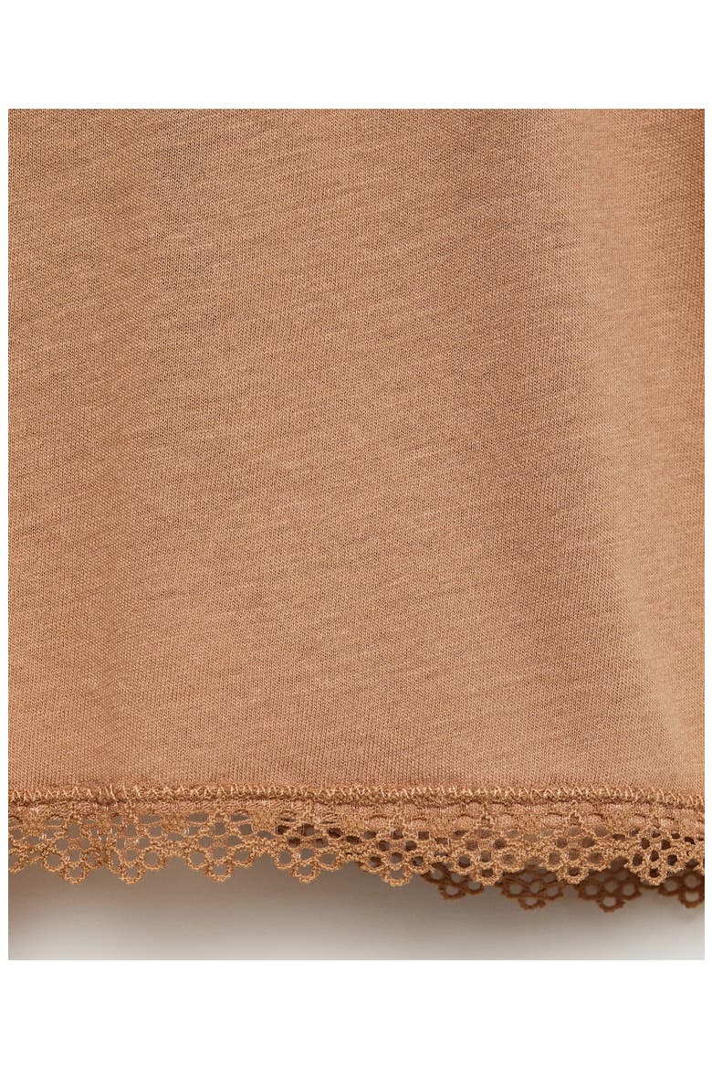 Lace Trim Cotton & Modal Pajama Shorts, Alternate, color, MEDIUM BROWN