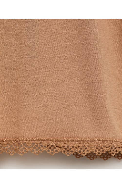 Mango Lace Trim Cotton & Modal Pajama Shorts In Brown