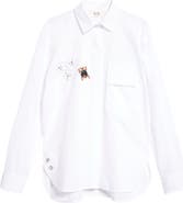 KÚR Beetle Embroidered Oversize Cotton Poplin Button-Up Shirt