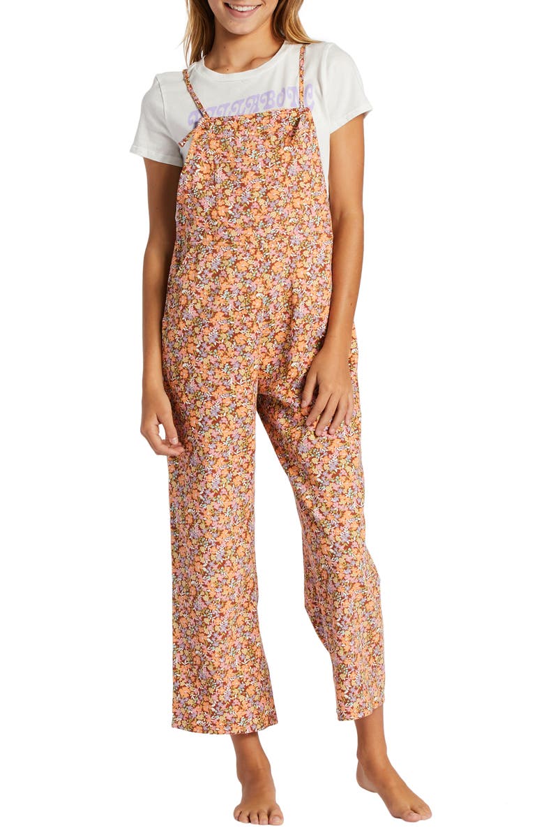 Billabong Kids' Wild Lengths Jr Pursuit Floral Overalls, Main, color,