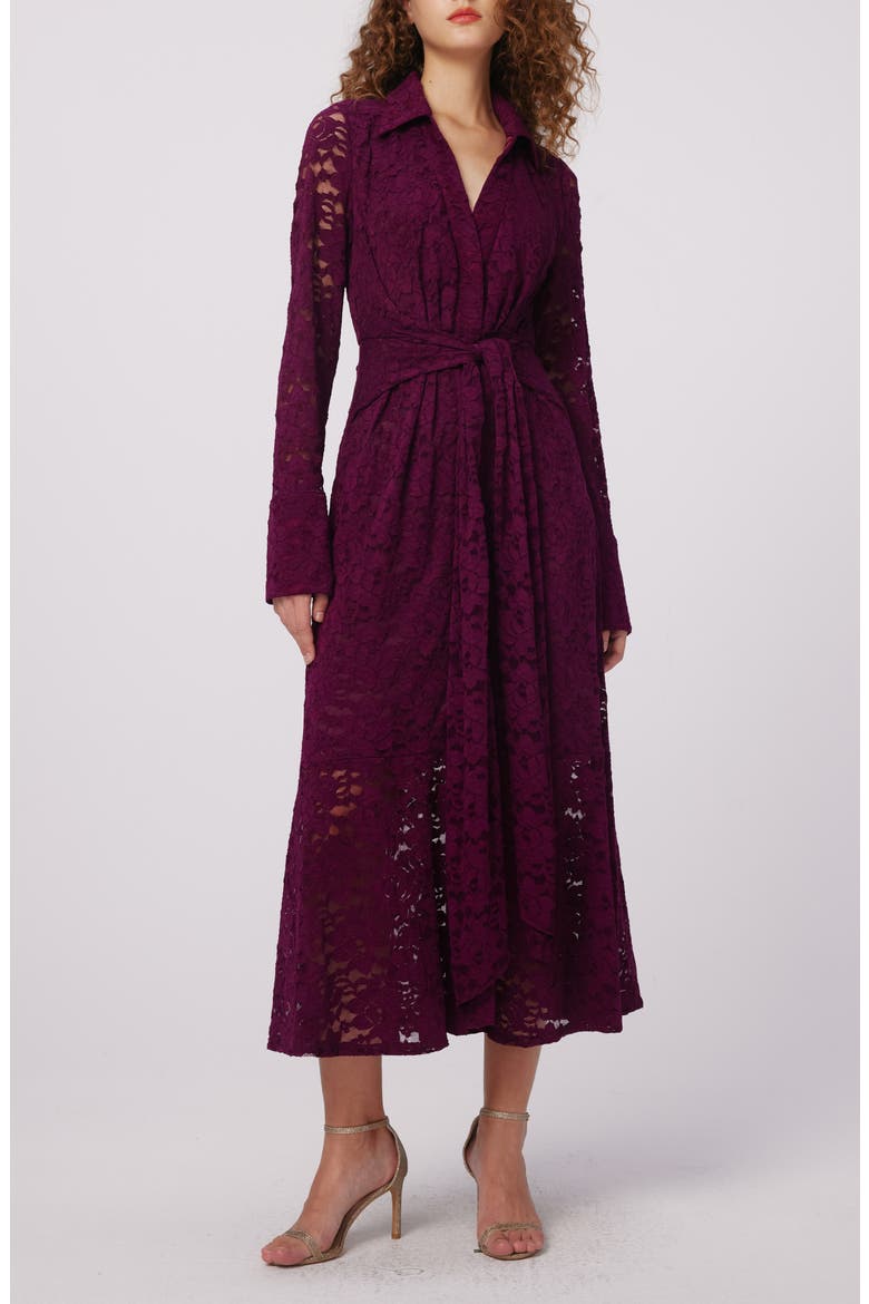 Regent Long Sleeve Lace Dress, Main, color, VELVET PLUM