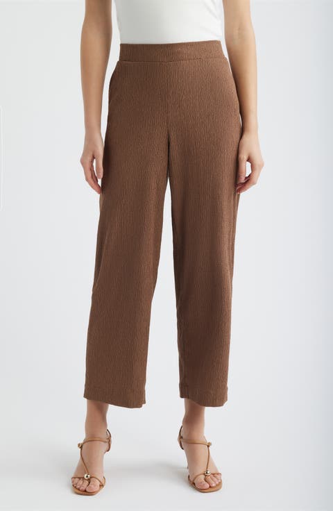 Crinkle Ankle Wide Leg Pants (Petite)