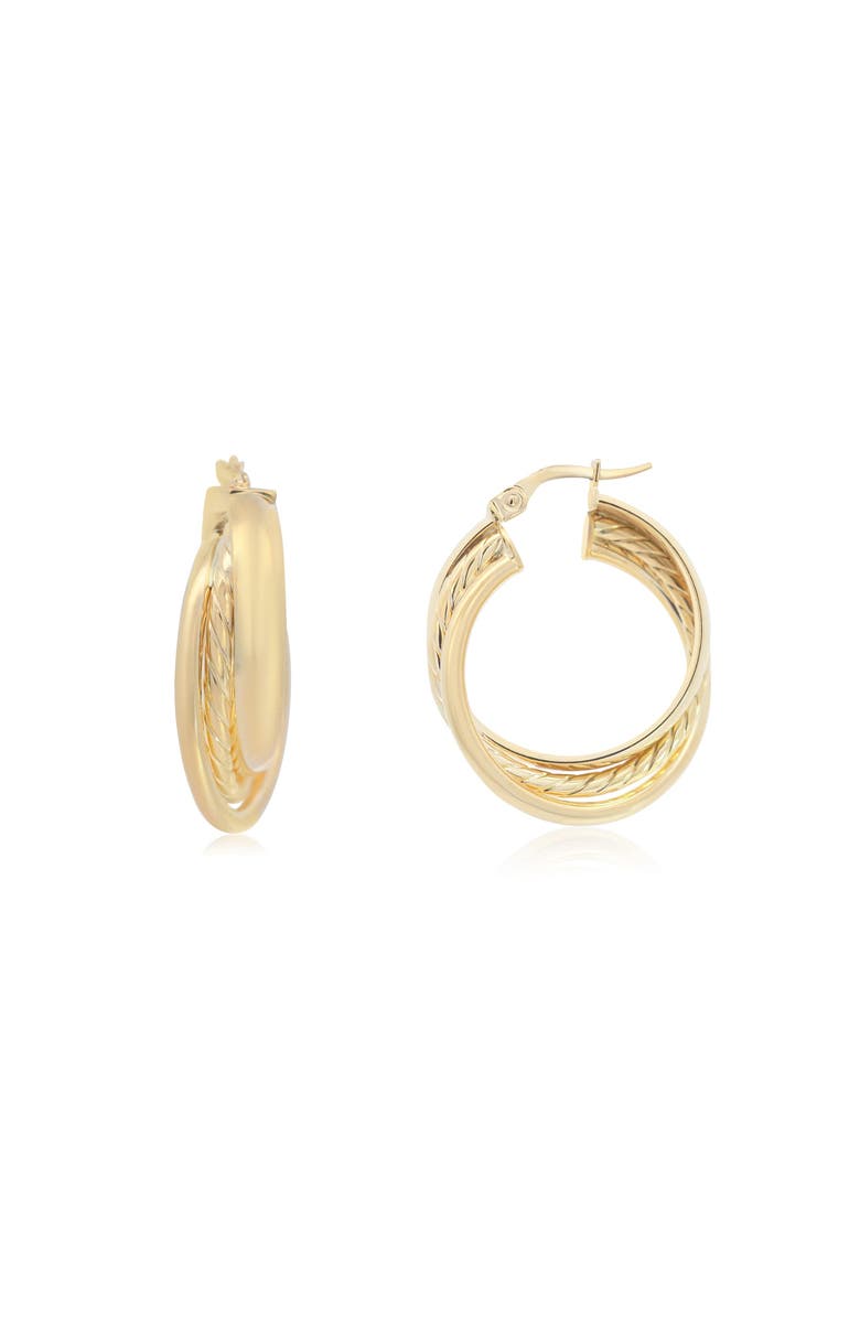 The Lovery Fine Jewelry Triple Braided Gold Hoops, Main, color, Yellow Gold