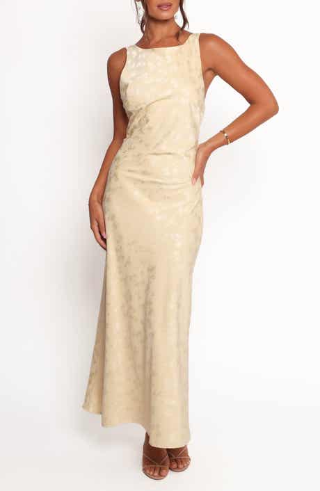 Petal & Pup Malie Floral Jacquard Open Back Maxi Dress