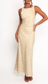 Petal & Pup Malie Floral Jacquard Open Back Maxi Dress