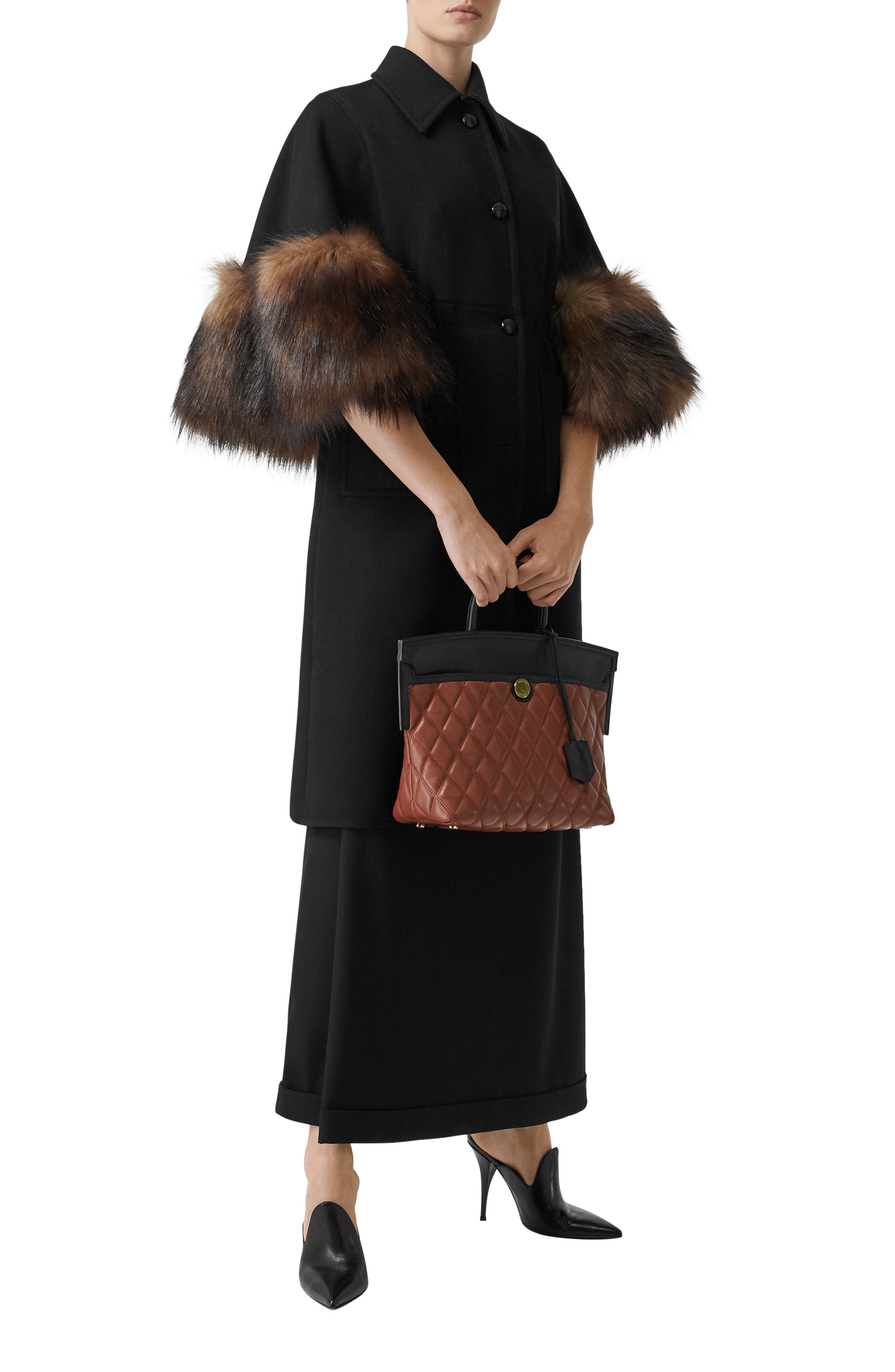 Burberry Small Society Quilted Leather Top Handle Tote, Alternate, color, 