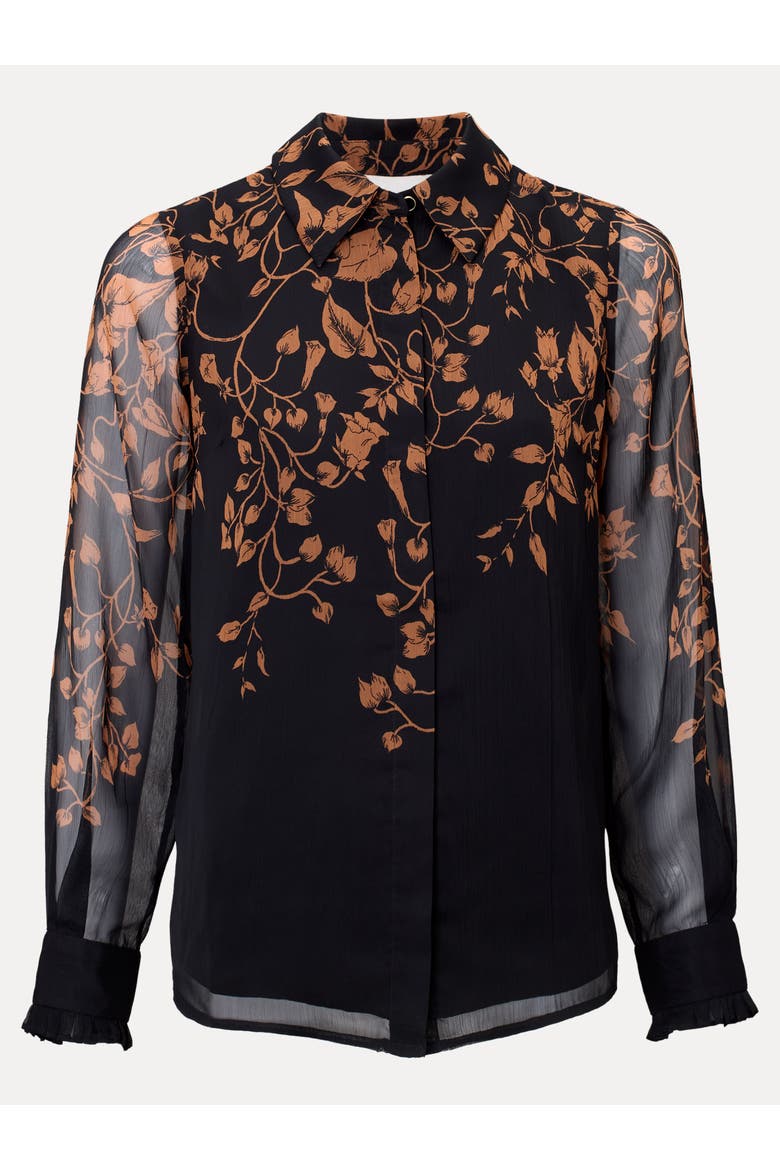 Clenence Floral Sheer Drape Shirt, Alternate, color, Black