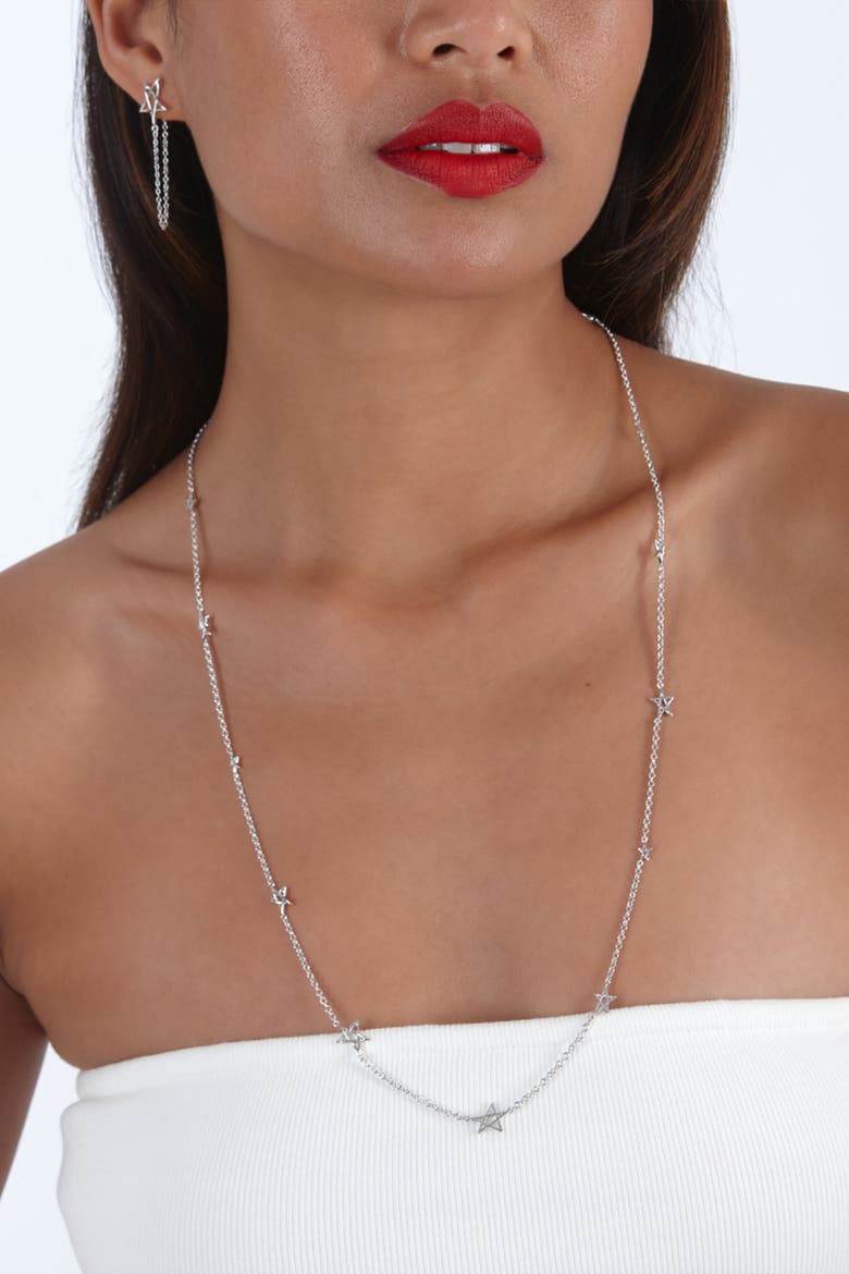 Station Sol Star Necklace, Alternate, color, Sterling Silver