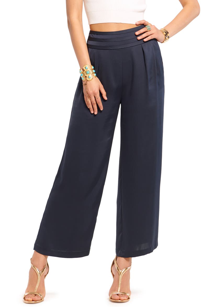 Joss Crop Satin Pants, Main, color, NAVY