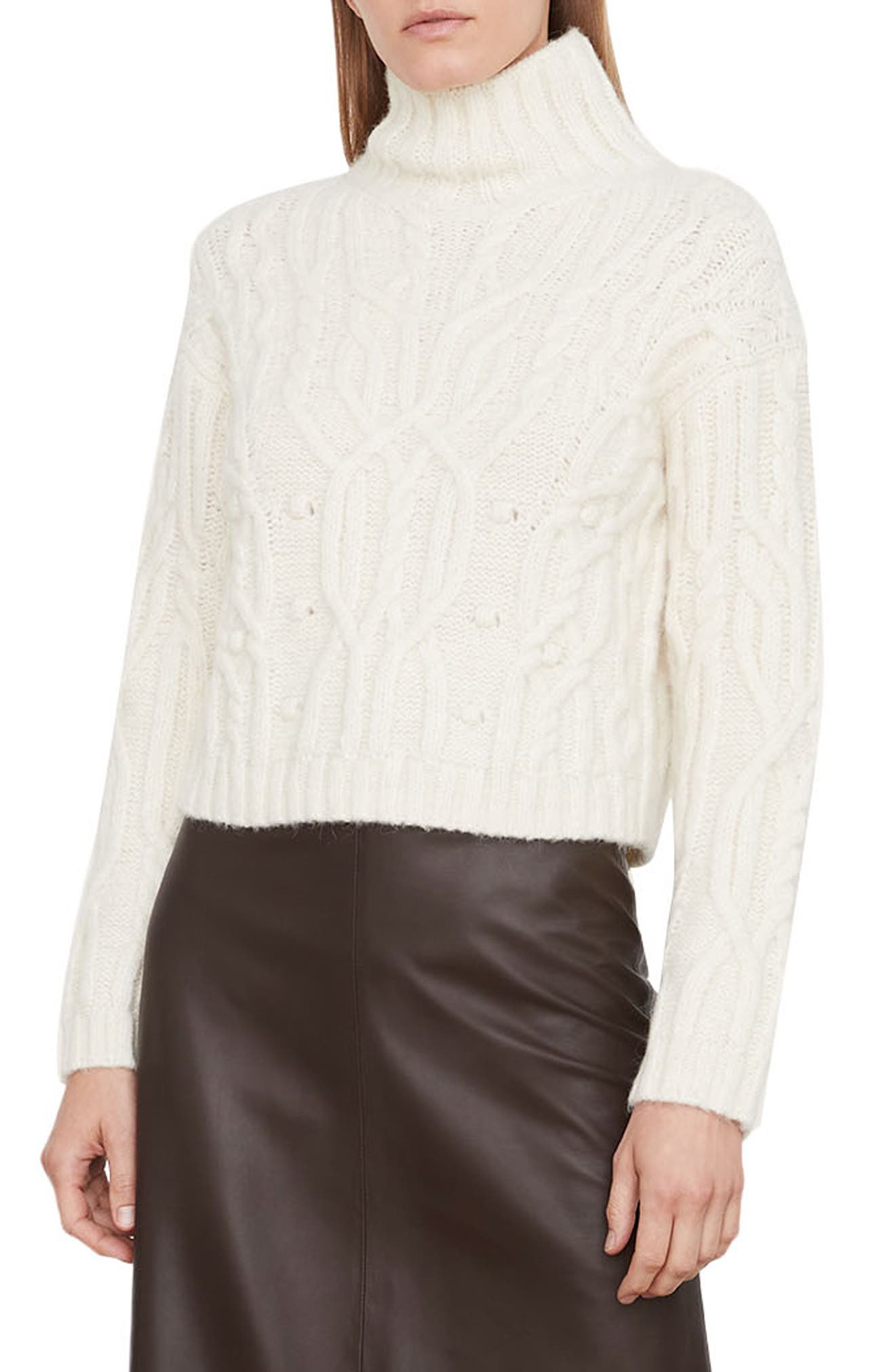 Vince Interlaced Alpaca Blend Turtleneck Sweater