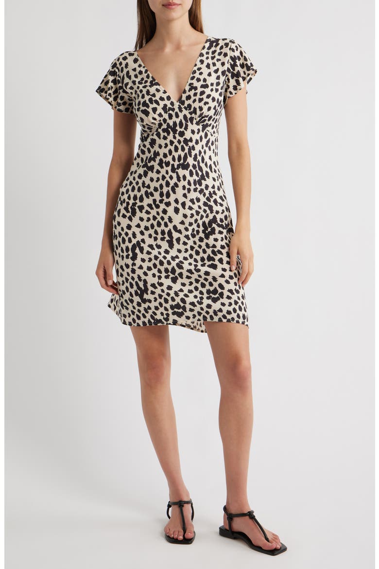 Gigi Spot Print Minidress, Main, color, TAUPE SPOTTED