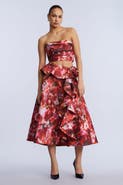 BCBGMAXAZRIA Printed Cascade Midi Skirt