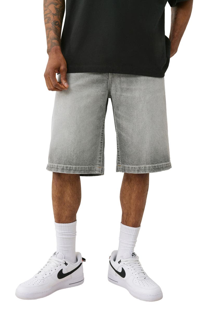 True Religion Vinny Ultra Baggy Denim Shorts, Main, color, Ashland Grey Wash