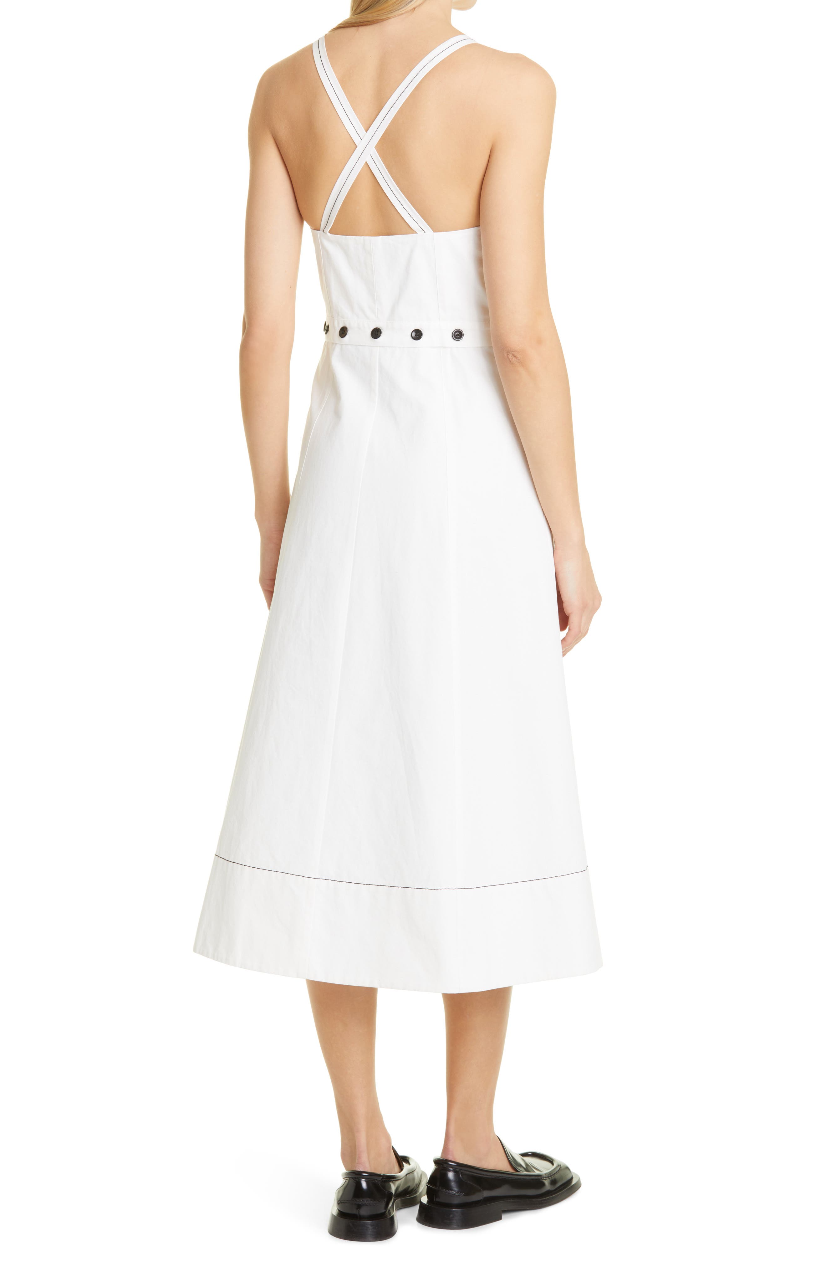 Proenza Schouler White Label Belted Zip Front Cotton & Linen Midi Dress ...
