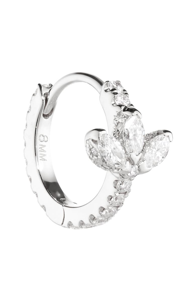 MARIA TASH Diamond Lotus Eternity Huggie Hoop Earring, Alternate, color, 18K White Gold/ Diamond