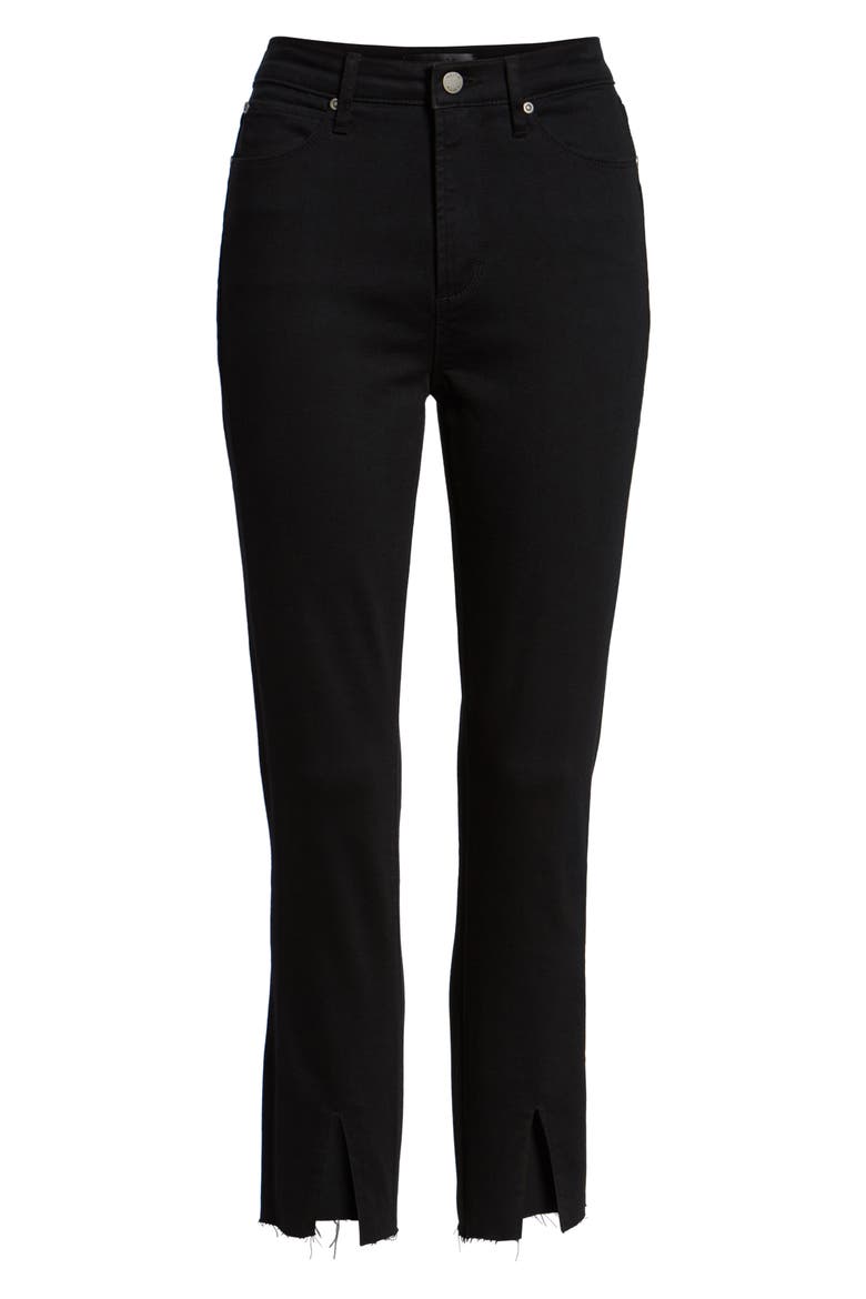 High Waist Split Hem Skinny Jeans, Alternate, color, BLACK