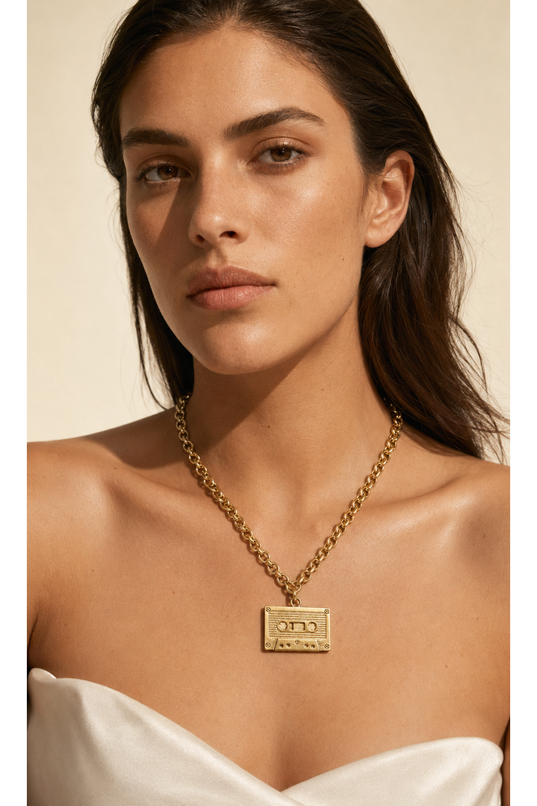 Replay Cassette Necklace, Alternate, color, Gold
