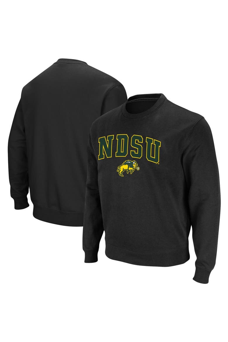 Men's Colosseum Black NDSU Bison Arch & Logo Tackle Twill Pullover Sweatshirt, Main, color, Black
