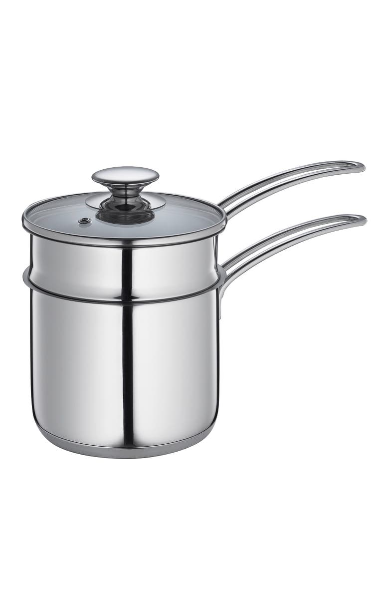 Kuchenprofi Mini Double Boiler Set w/ Glass Lid, 1.6 qt., 5.5-Inch Diameter, Main, color,